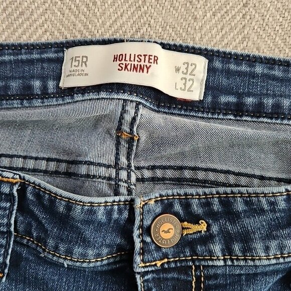 Hollister Jeans Junior Size 15R W32 L32 Straight Skinny Med Wash Style 61956050 - Picture 9 of 16